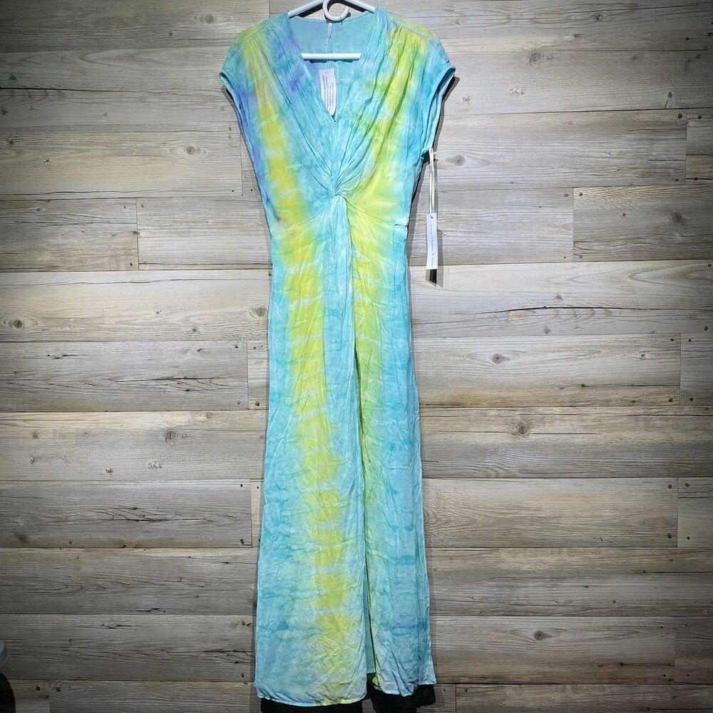 YFB Young Fabulous Broke Maxi Dress Multicolor Tie Dye Size XS Crinkle Fairy